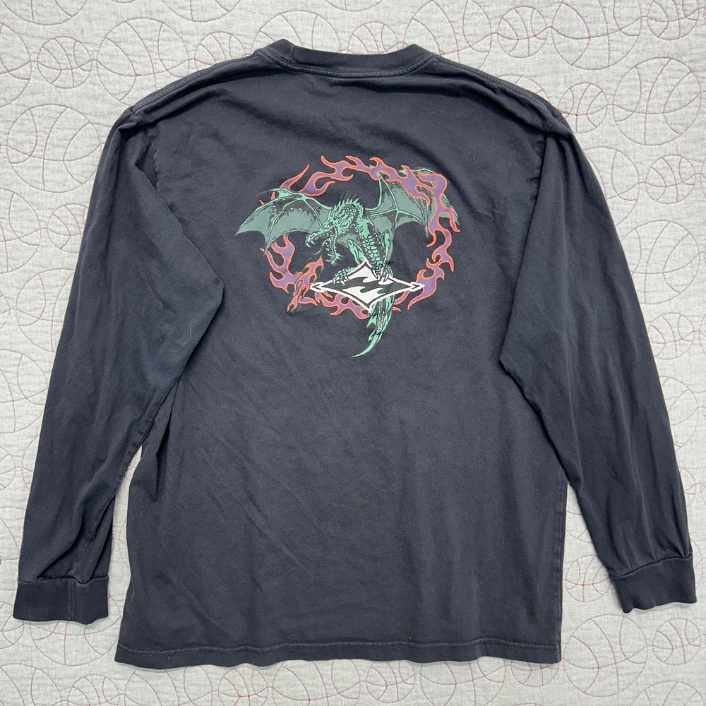 Billabong Long Sleeve T-Shirt Black Dragon Flame Graphic / Mens XXL